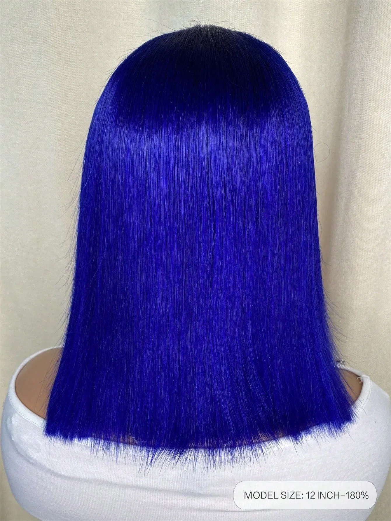 13 X 4 Royal Blue Lace Front Short Straight Human Hair Wig