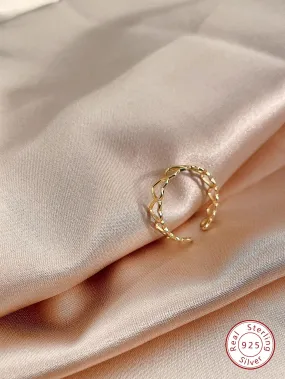 1pc European Style Hollow Out Connected Heart Silver Ring For Women, Personalized Simple Design Finger Ring For Women