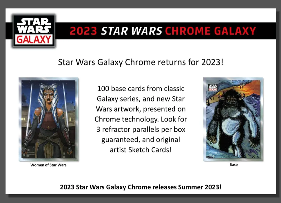 2023 Topps Star Wars Chrome Galaxy Hobby Box 18 Packs per Box, 4 Cards per Pack