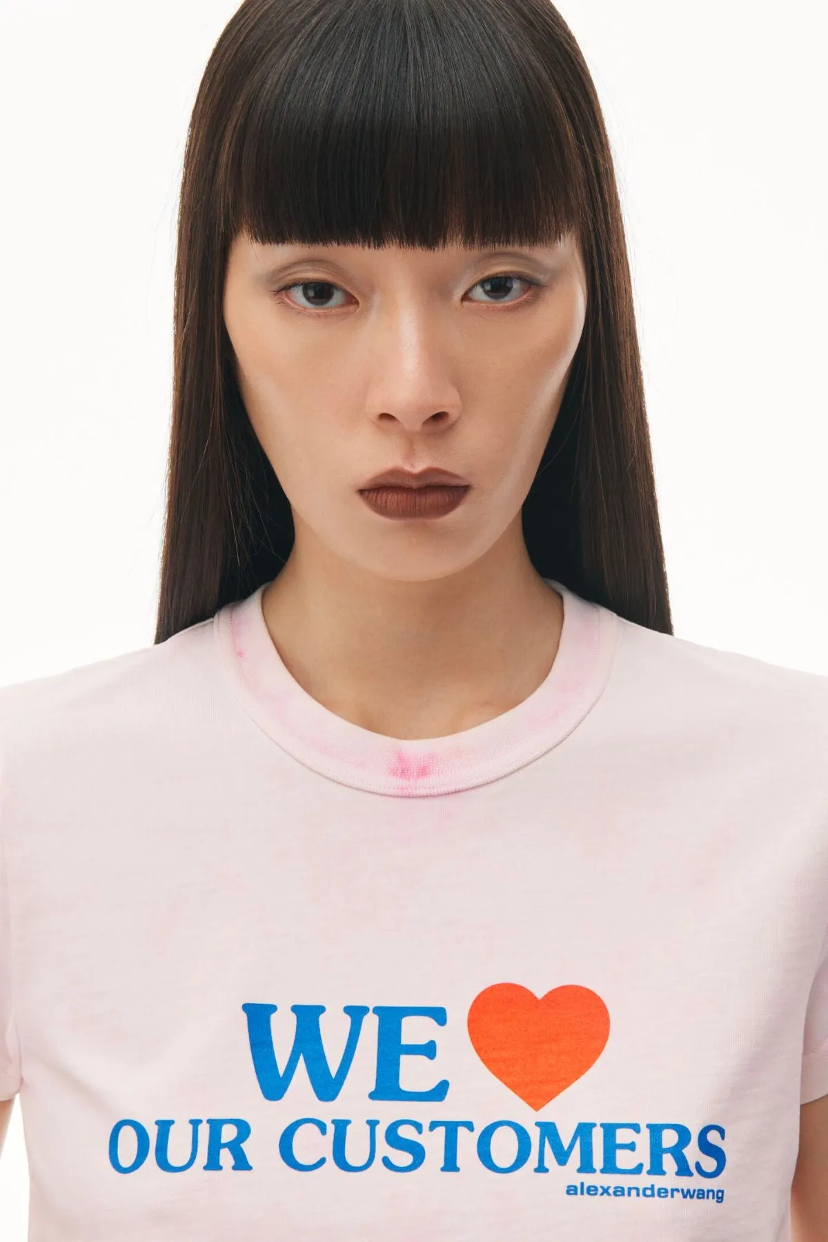 Alexander Wang We Love our Customers Shrunken Tee - Light Pink Bleach