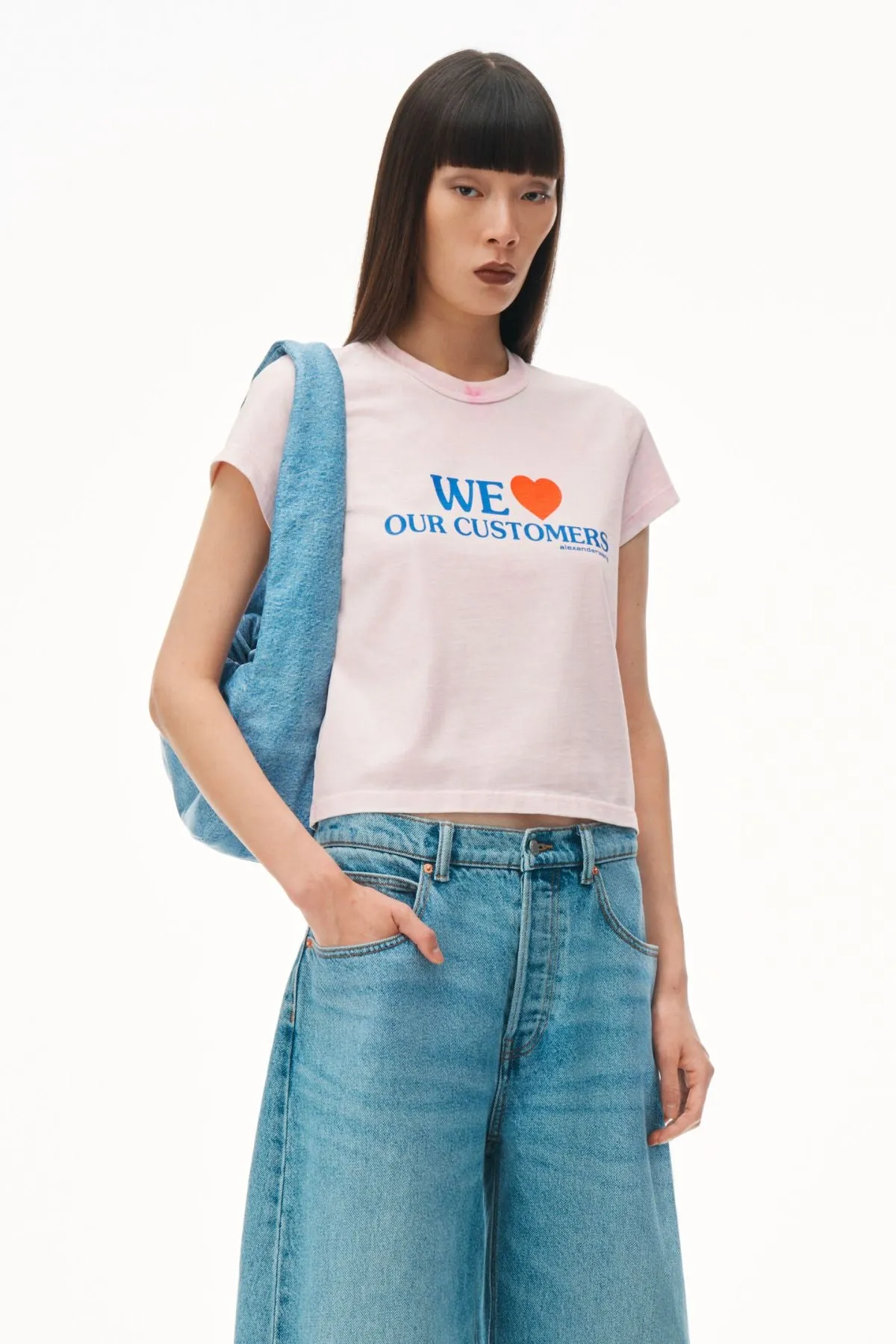 Alexander Wang We Love our Customers Shrunken Tee - Light Pink Bleach