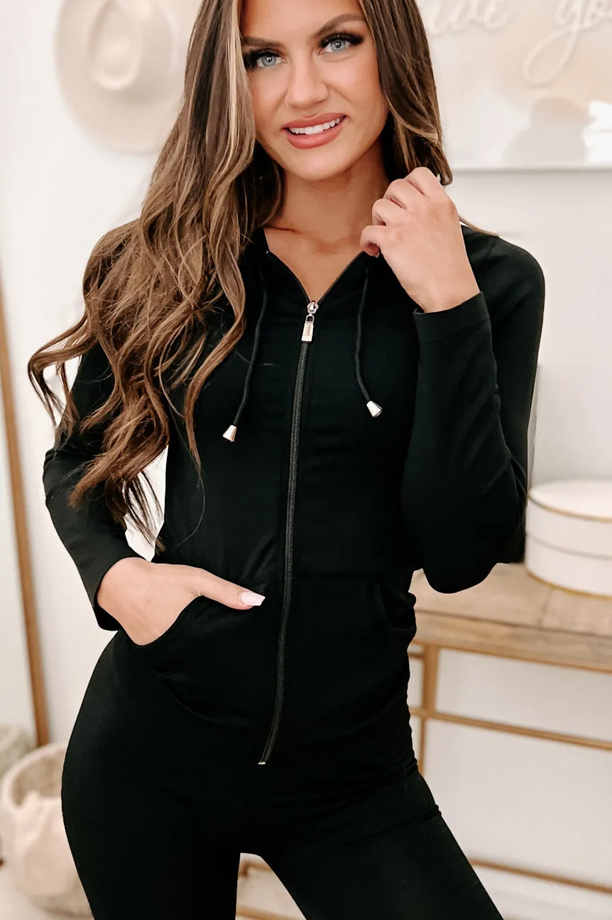 Always On The Go Zip-Up Hoodie & Leggings Set (Black)