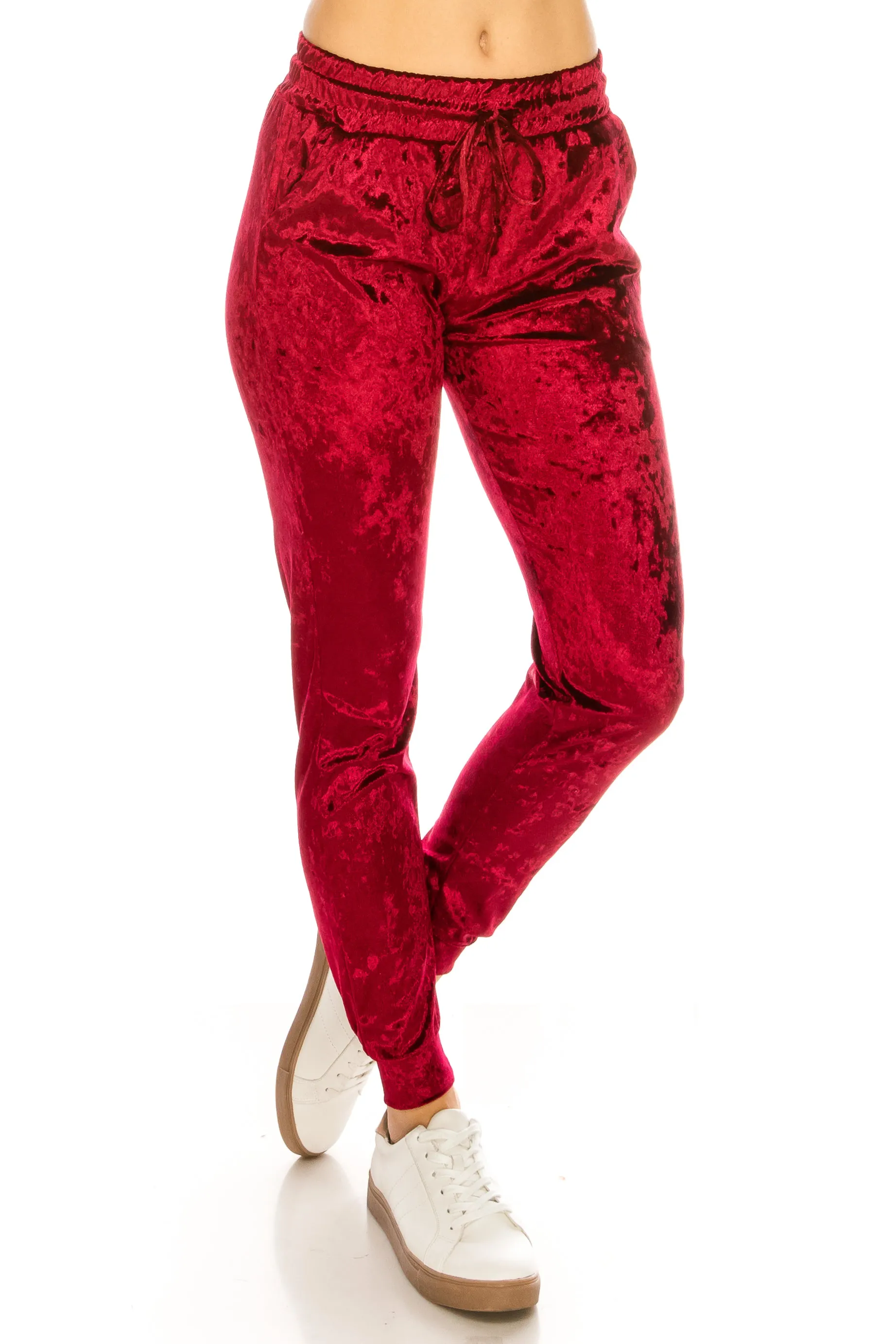 ALWAYS Women Velvet Jogger Pants - Crushed Velour Solid Basic Premium Soft Stretch Warm Winter Sweatpants Joggers