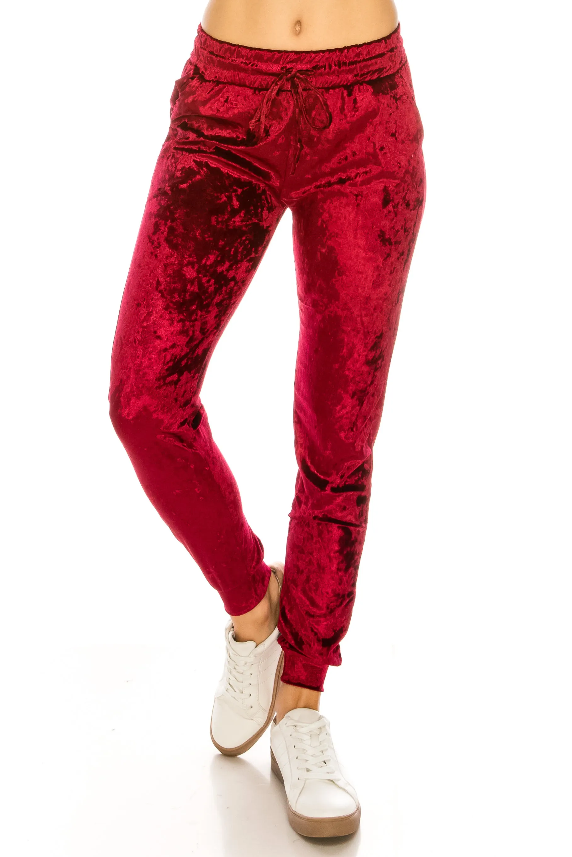 ALWAYS Women Velvet Jogger Pants - Crushed Velour Solid Basic Premium Soft Stretch Warm Winter Sweatpants Joggers