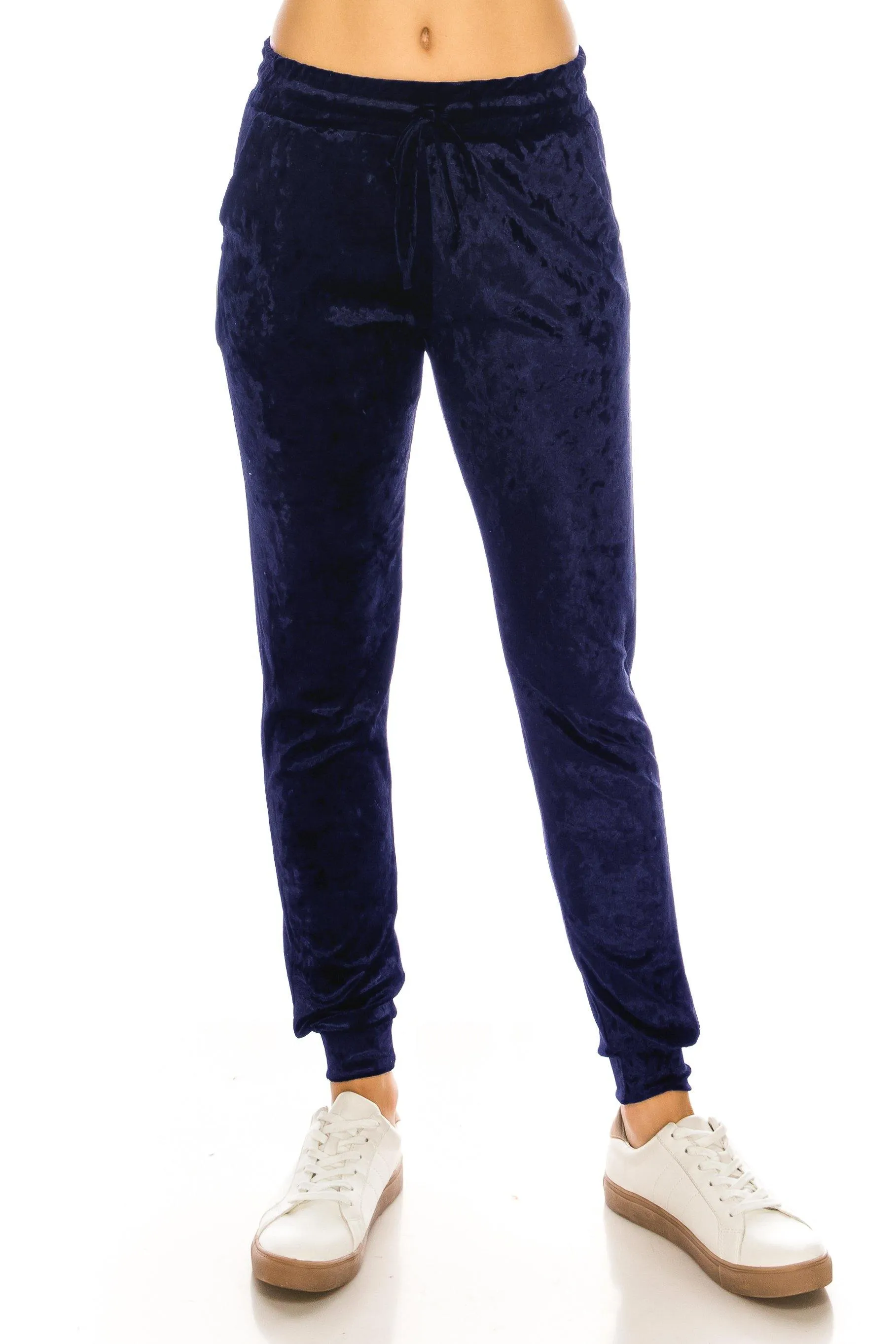 ALWAYS Women Velvet Jogger Pants - Crushed Velour Solid Basic Premium Soft Stretch Warm Winter Sweatpants Joggers