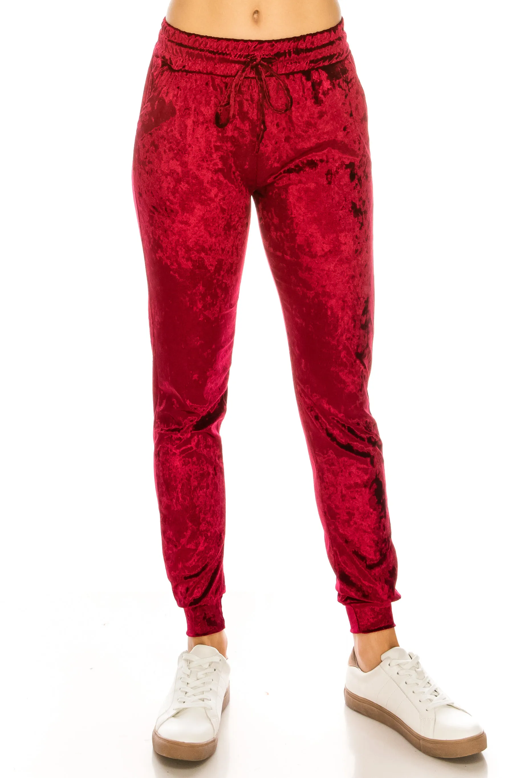 ALWAYS Women Velvet Jogger Pants - Crushed Velour Solid Basic Premium Soft Stretch Warm Winter Sweatpants Joggers