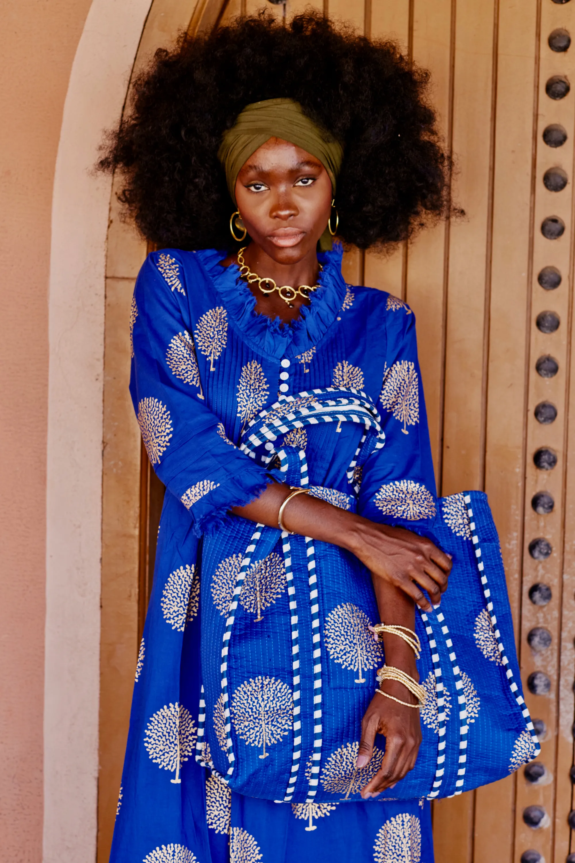 Annabel Cotton Tunic in Marrakesh Blue & Gold