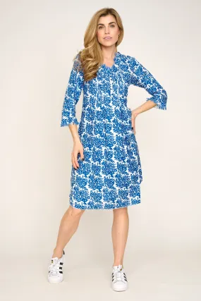 Annabel Cotton Tunic in White with Blue Reef