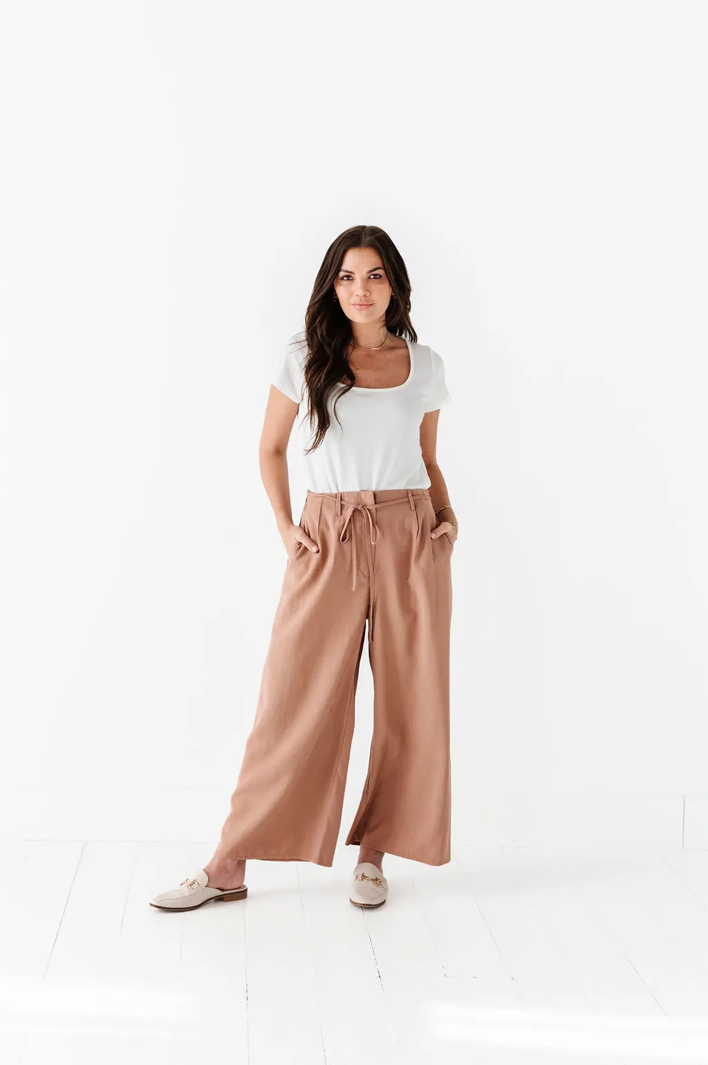 Anniston Wide Leg Pants in Camel