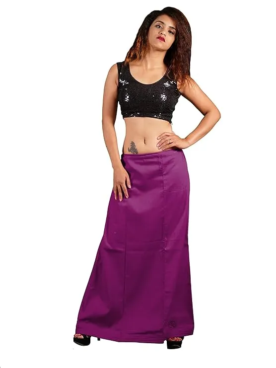 Appealing Purple Colored Cotton Readymade Petticoat For Women