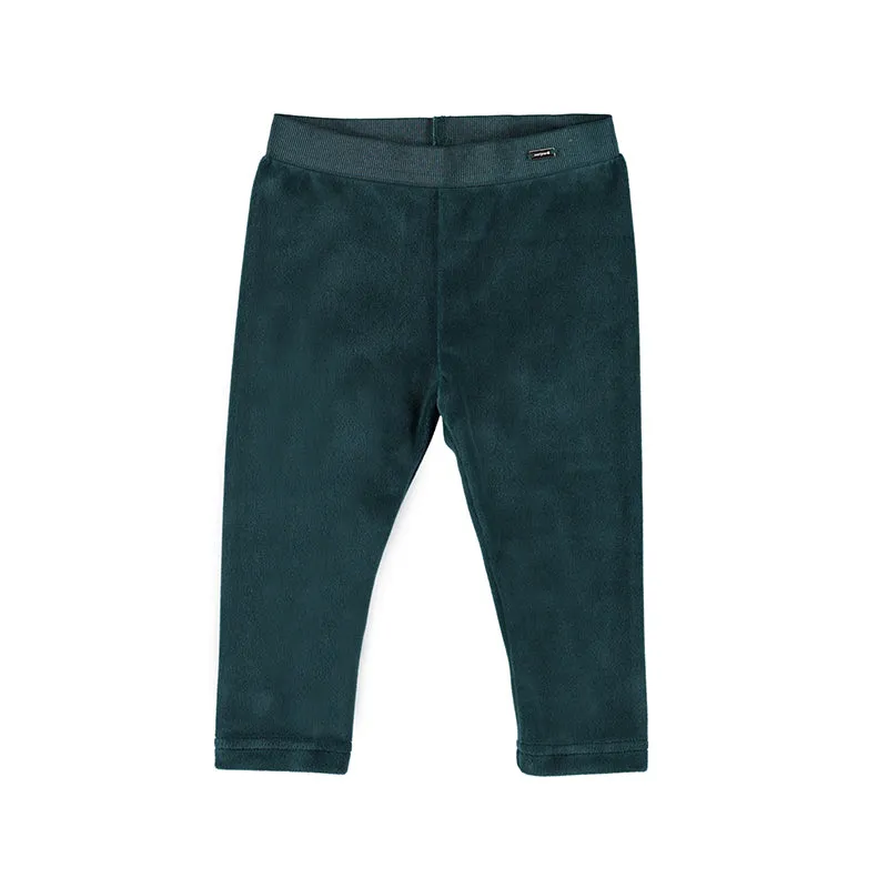 Baby Girls Velvet Stretch Legging | Dark Green