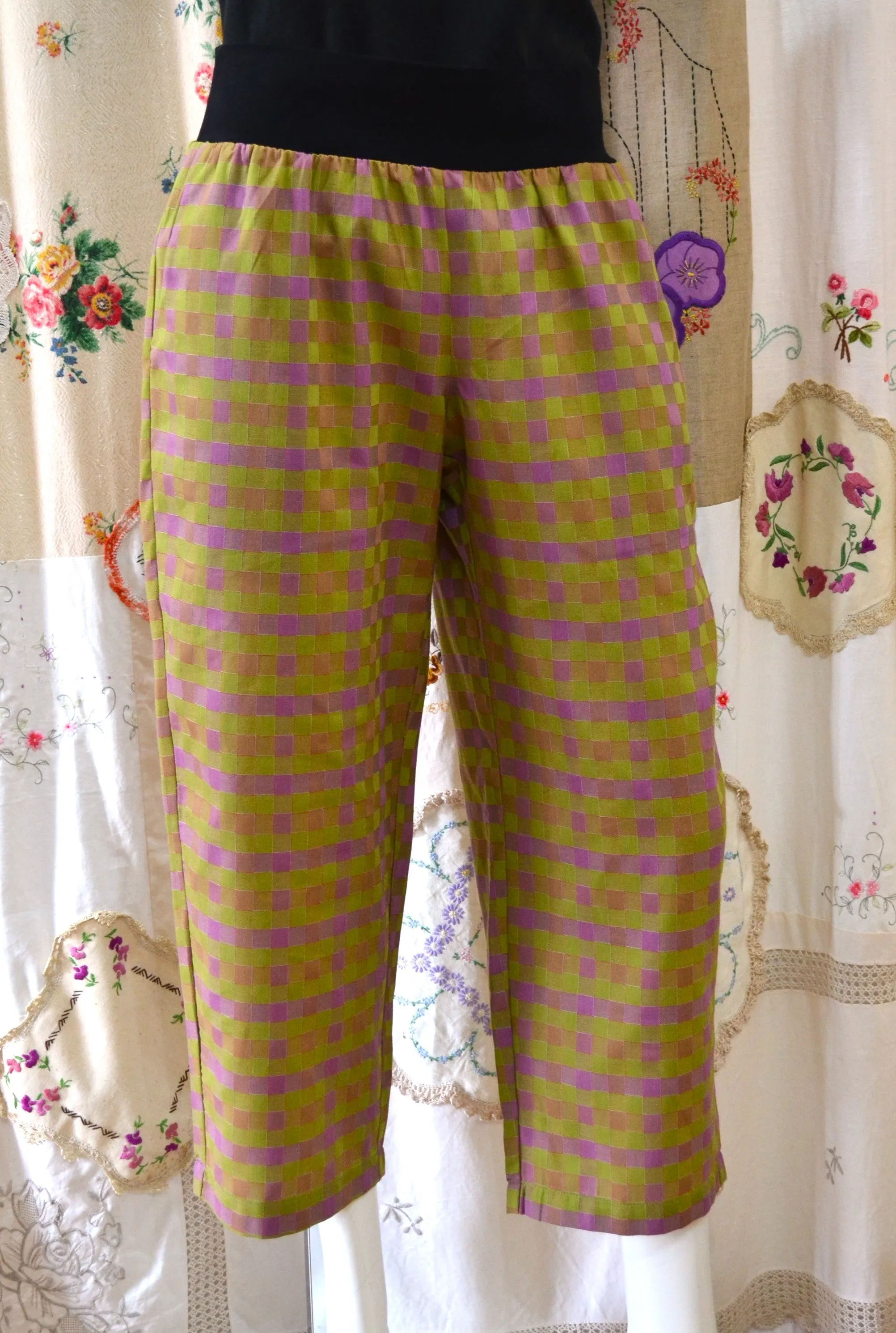 Berserk Chartreuse check  Stretch Waist Pant