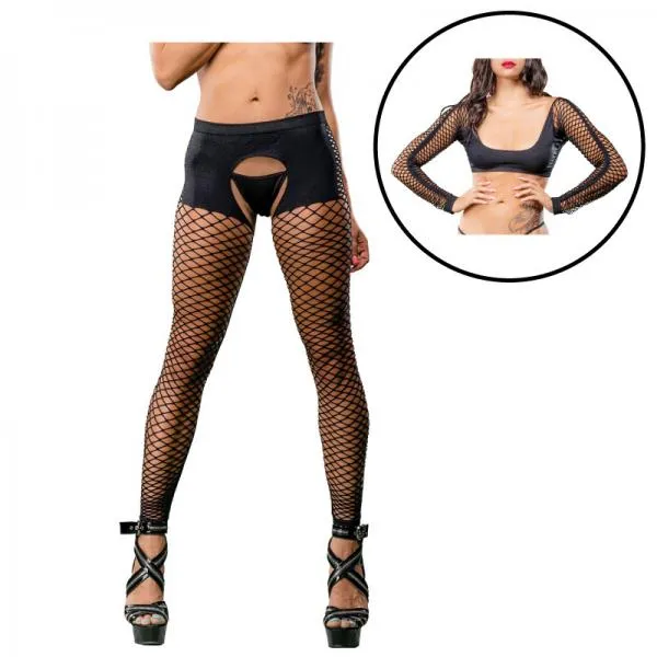 Black Crotchless  Mesh/fishnet Legging