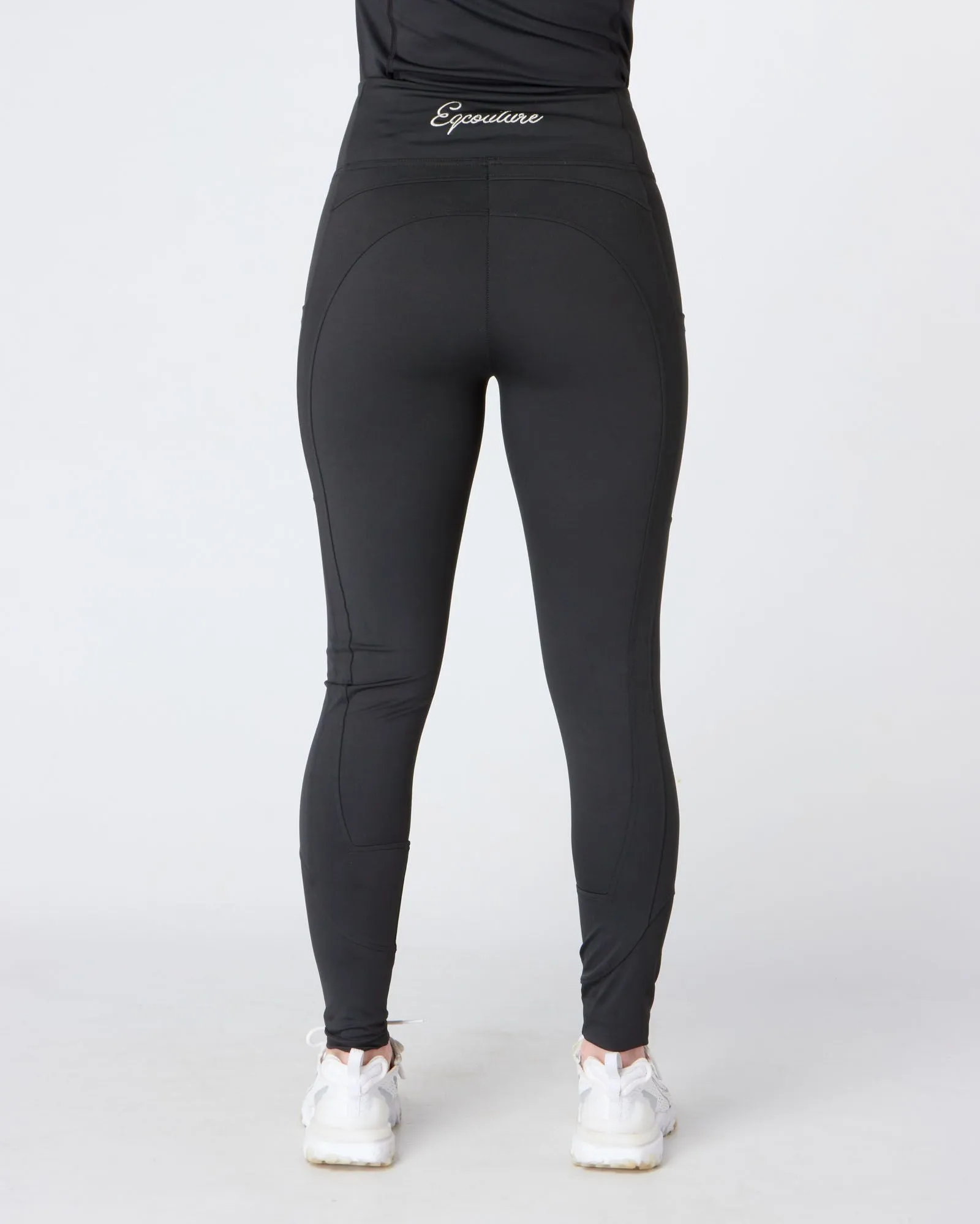 Black Riding Leggings / Tights with Phone Pockets - NO GRIP / SILICONE