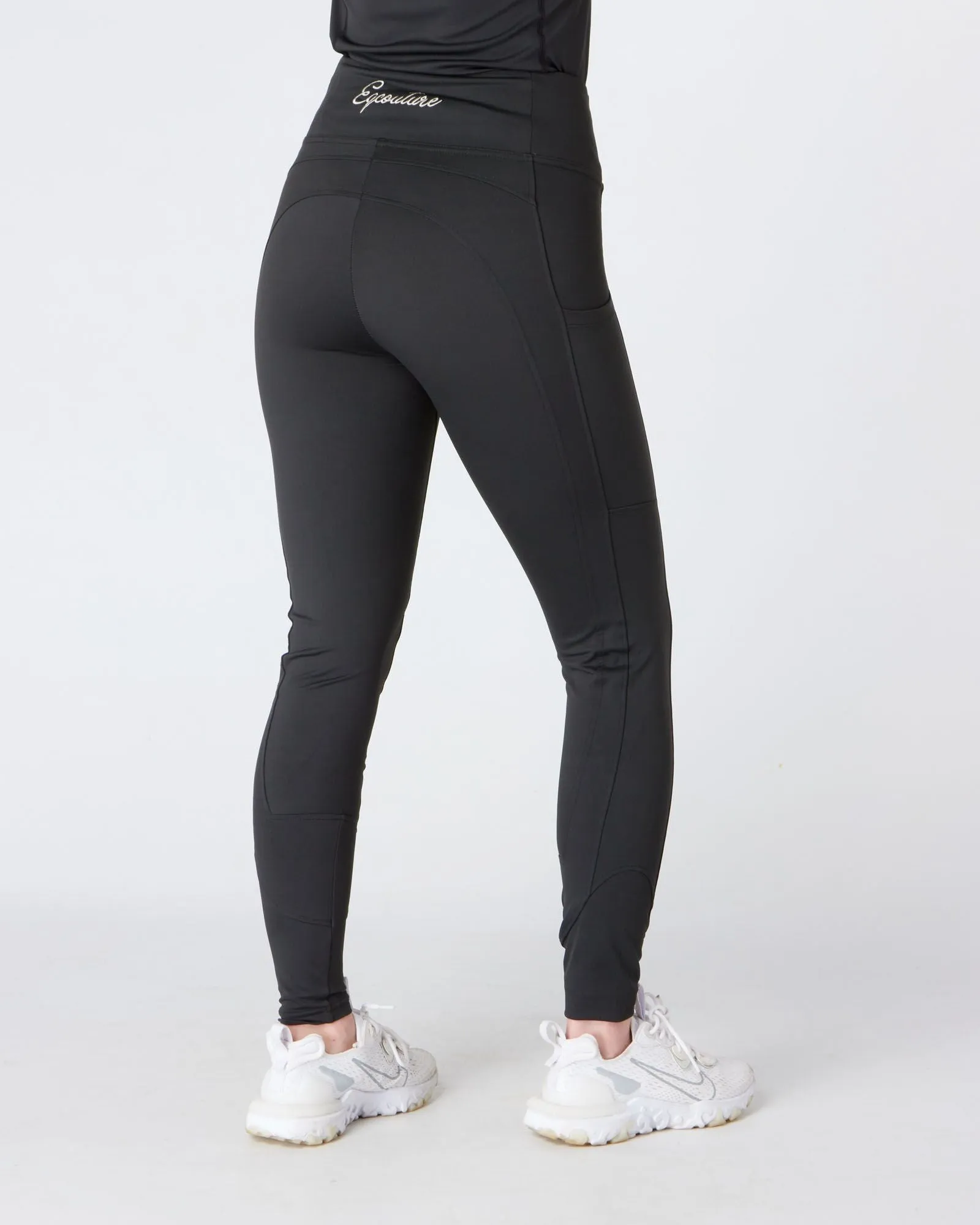 Black Riding Leggings / Tights with Phone Pockets - NO GRIP / SILICONE