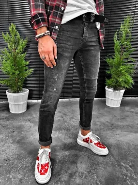 Black Skinny Fit Jeans S128 Streetwear Mens Jeans