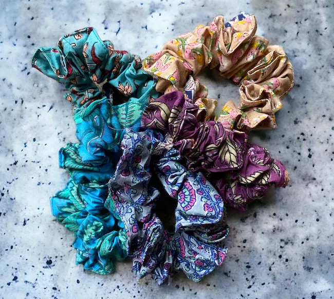 Block Print Hair Scrunchies