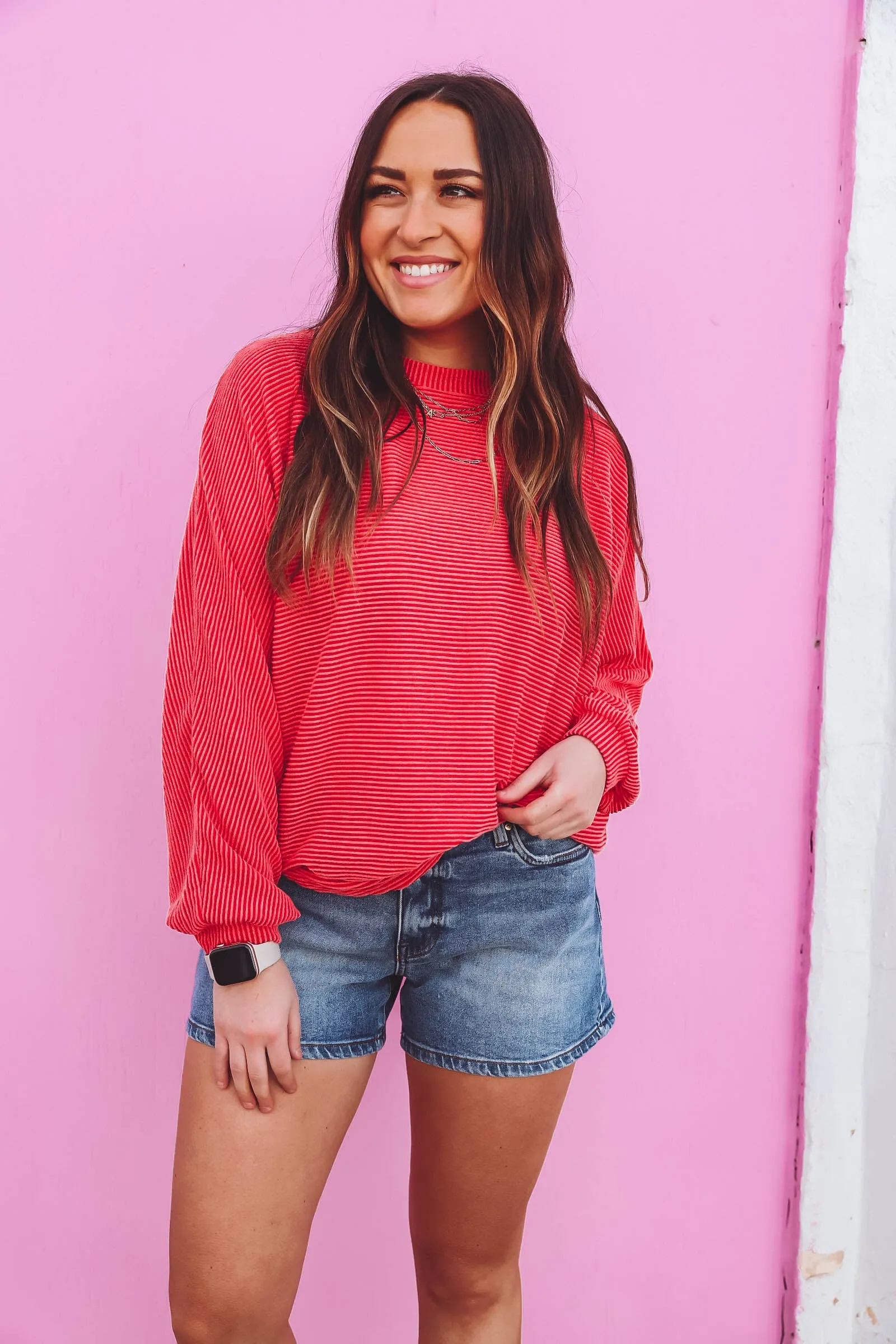 Brianna Corded Top-Red