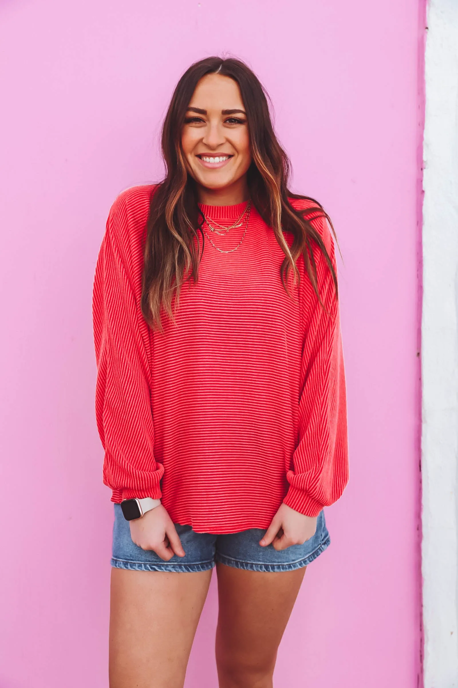 Brianna Corded Top-Red