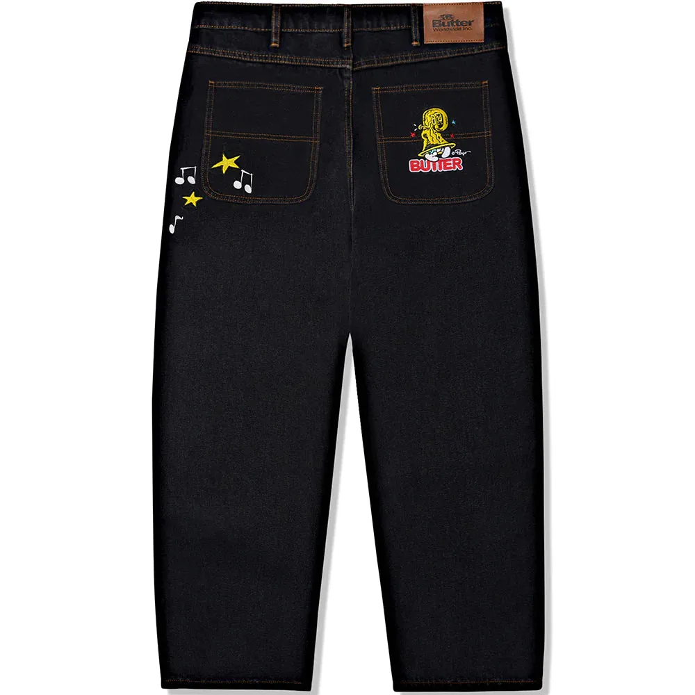 Butter Goods x The Smurfs Harmony Denim Pants Washed Black - Washed Black