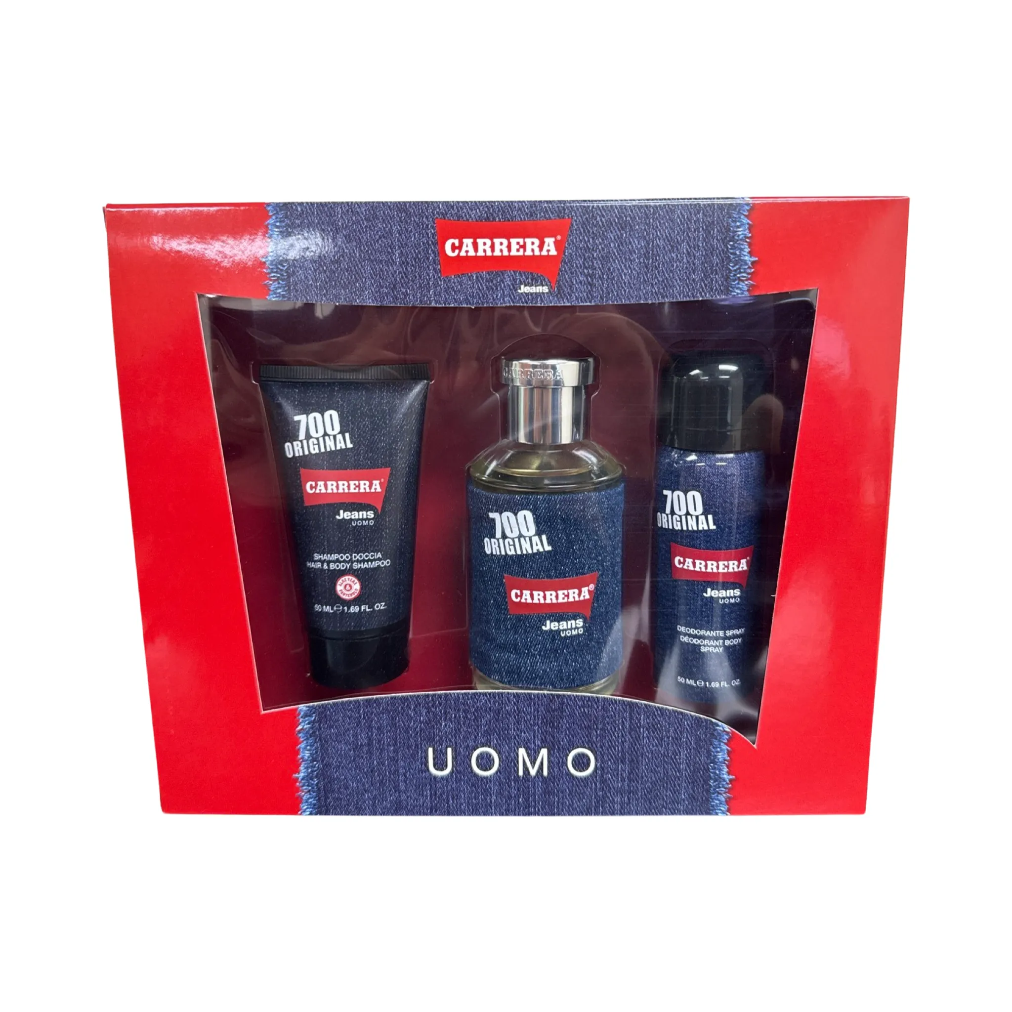 Carrera Jeans 770 Original Gift Set - 75ML EDT Spray   50ML Hair & Body Shampoo   50ML Deodorant Spray (Men)