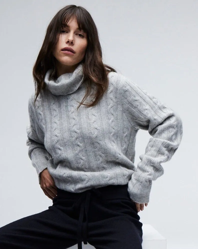 Cashmere Turtle Neck Grey Marle