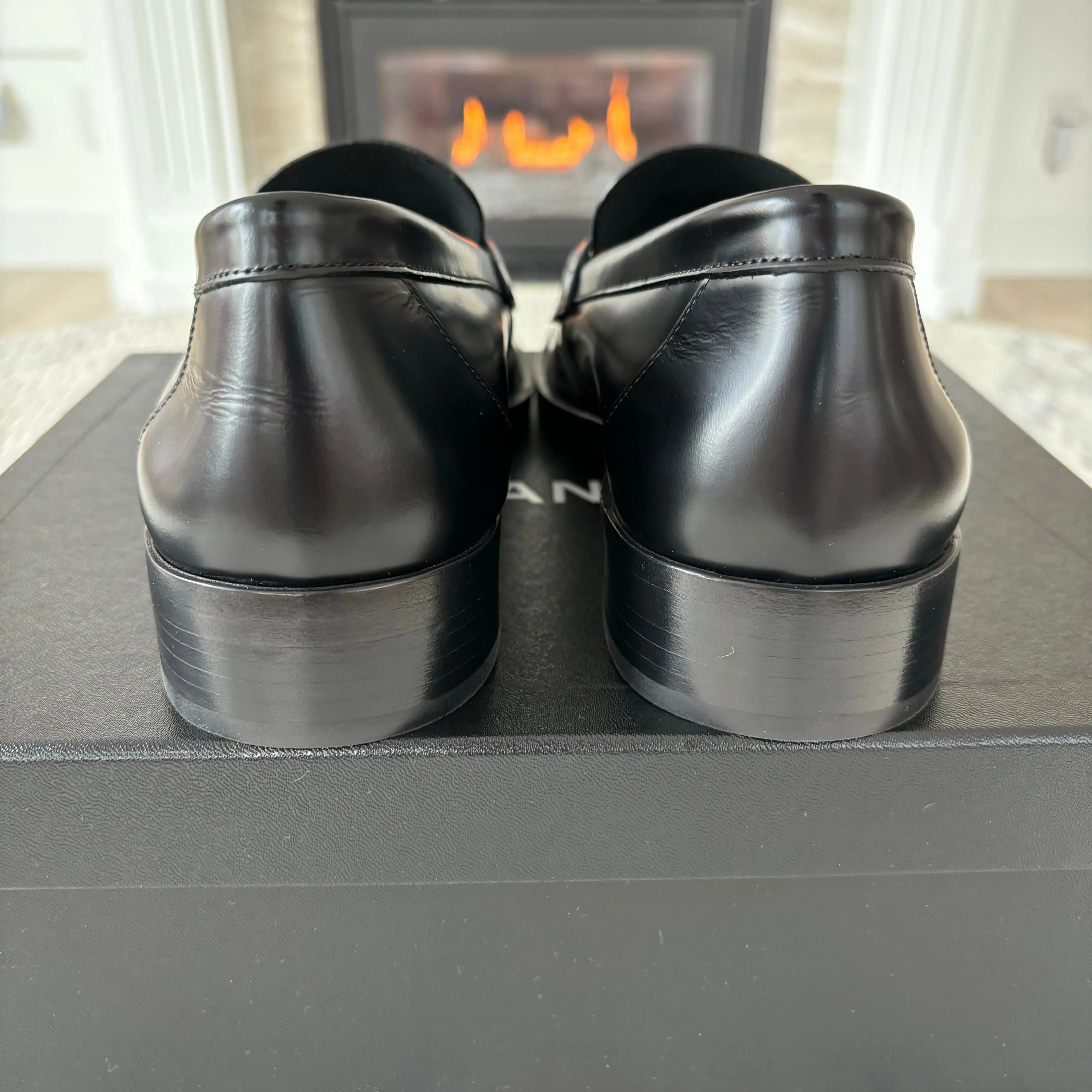 Chanel CC Loafers Black White