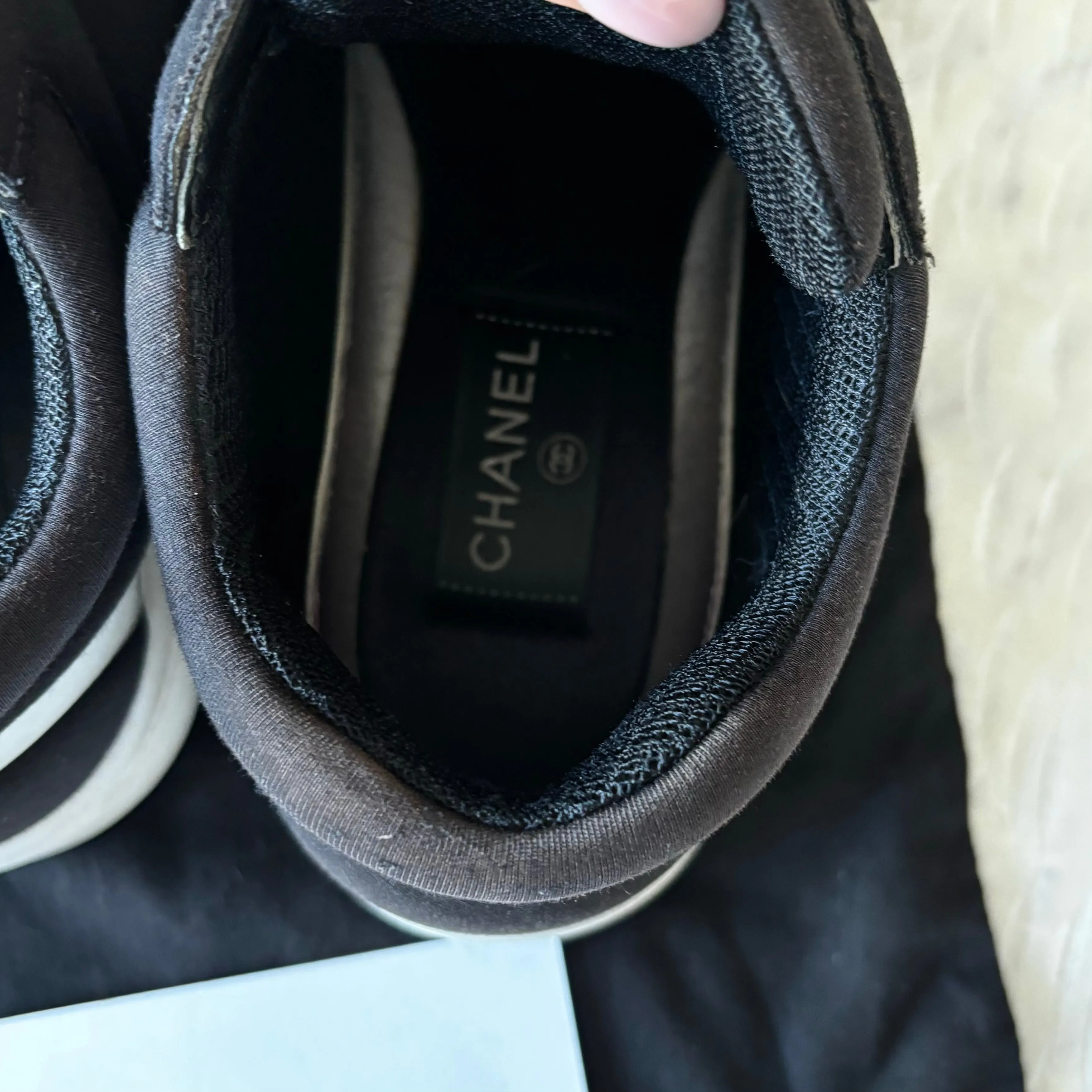 Chanel CC Black and White Chocolate Sneakers - Size 38