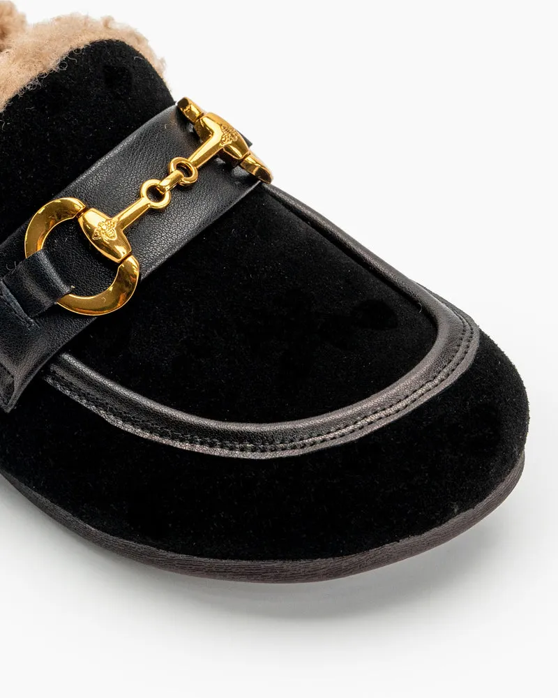 Classic Metal Buckle Suede Moccasin Indoor Outdoor Slipper Loafers