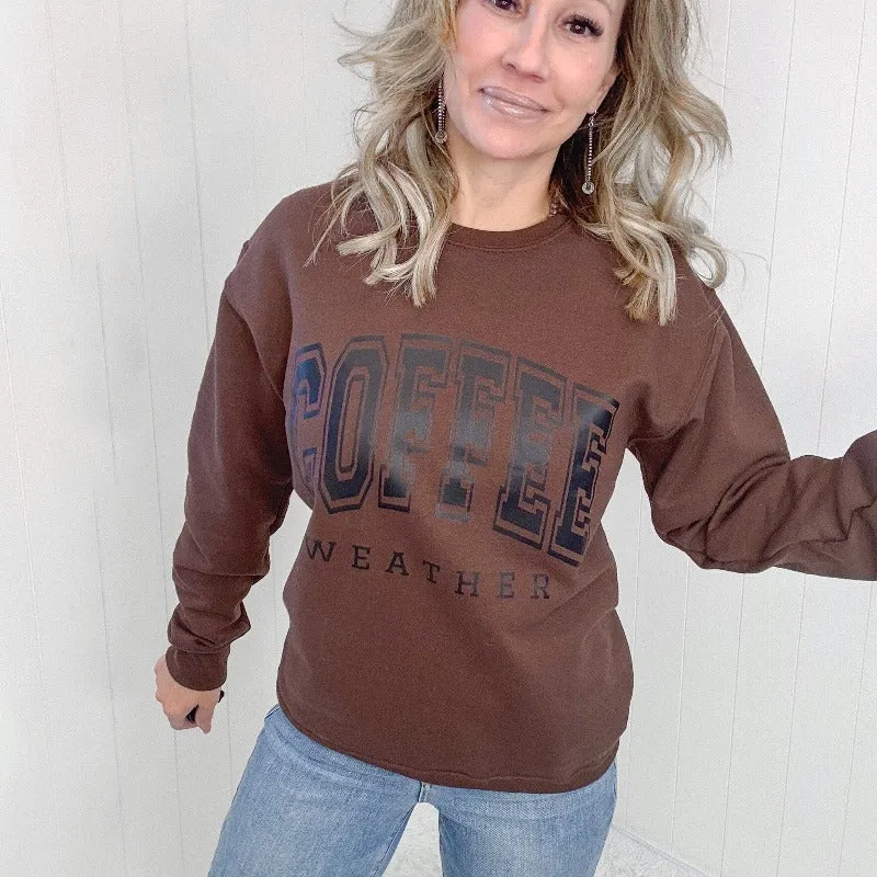 Coffee Weather Crewneck Sweatshirt in Brown