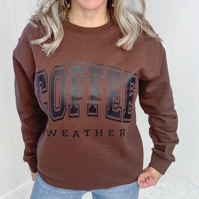 Coffee Weather Crewneck Sweatshirt in Brown