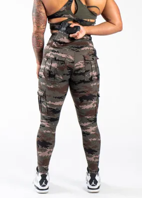 Concealed Carry Leggings With Tactical Pockets | Green Camo