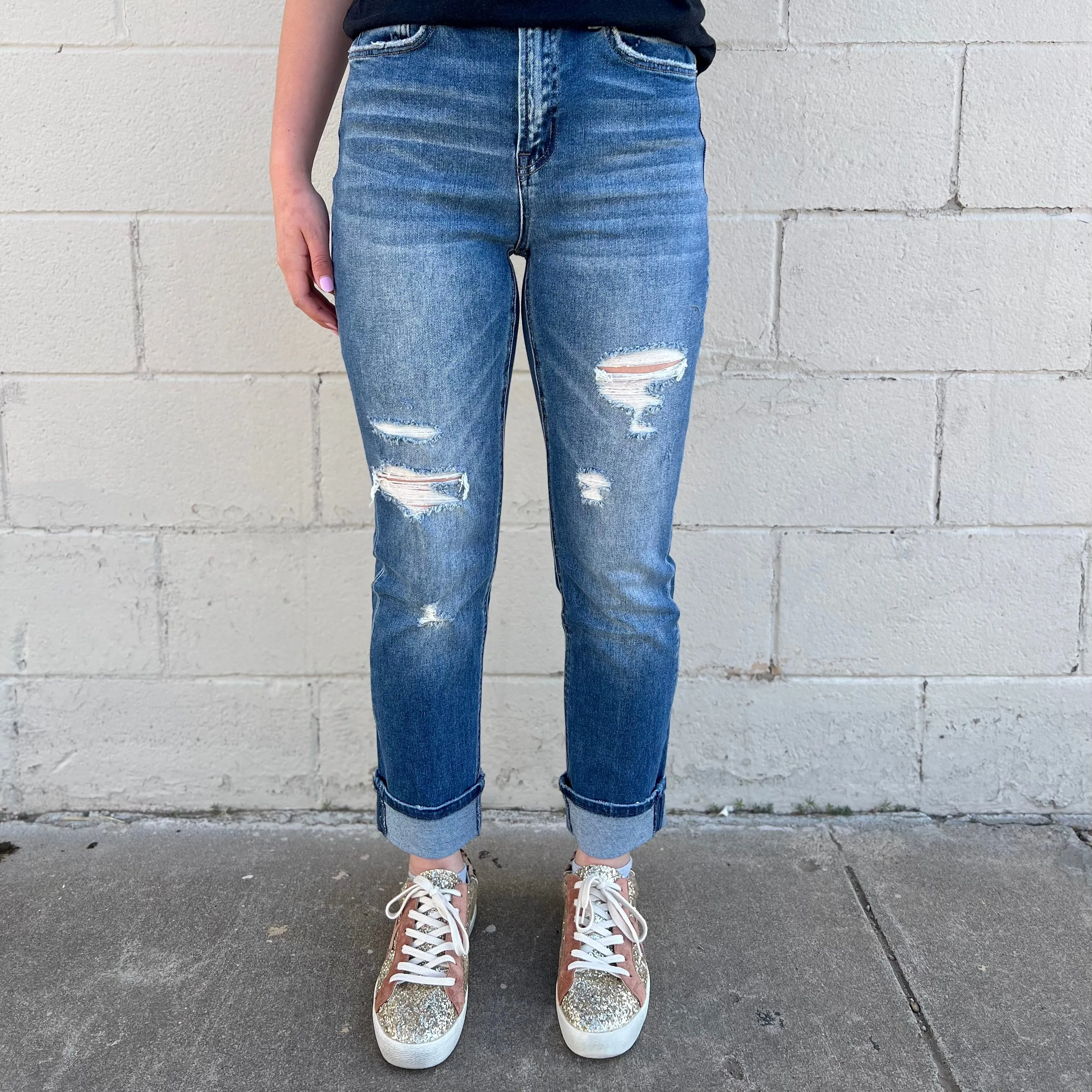 Cuffed Mom Denim Jeans