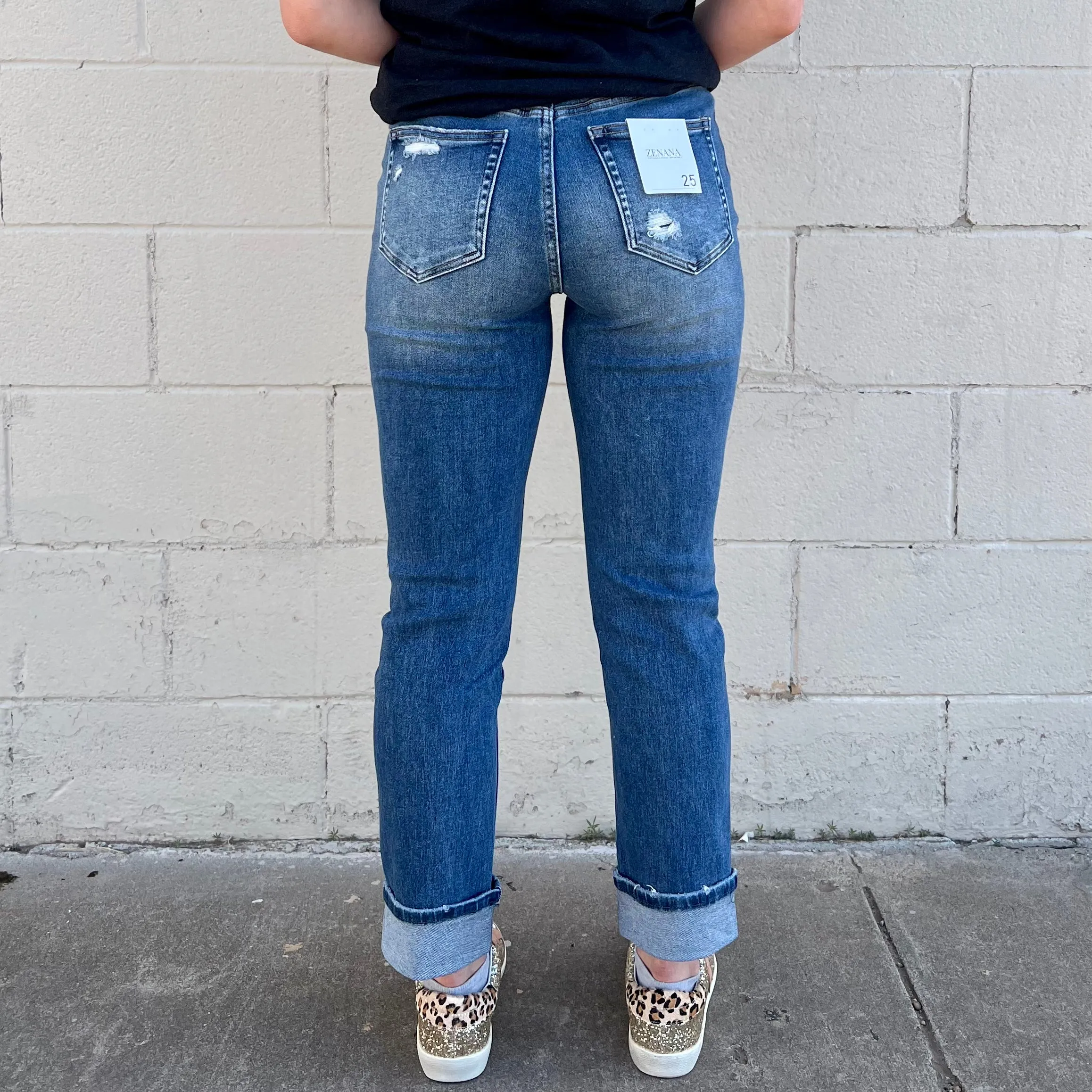 Cuffed Mom Denim Jeans