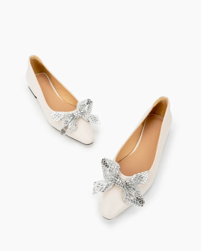 Cute Bowknot Crystals Comfort Lightweight Loafers