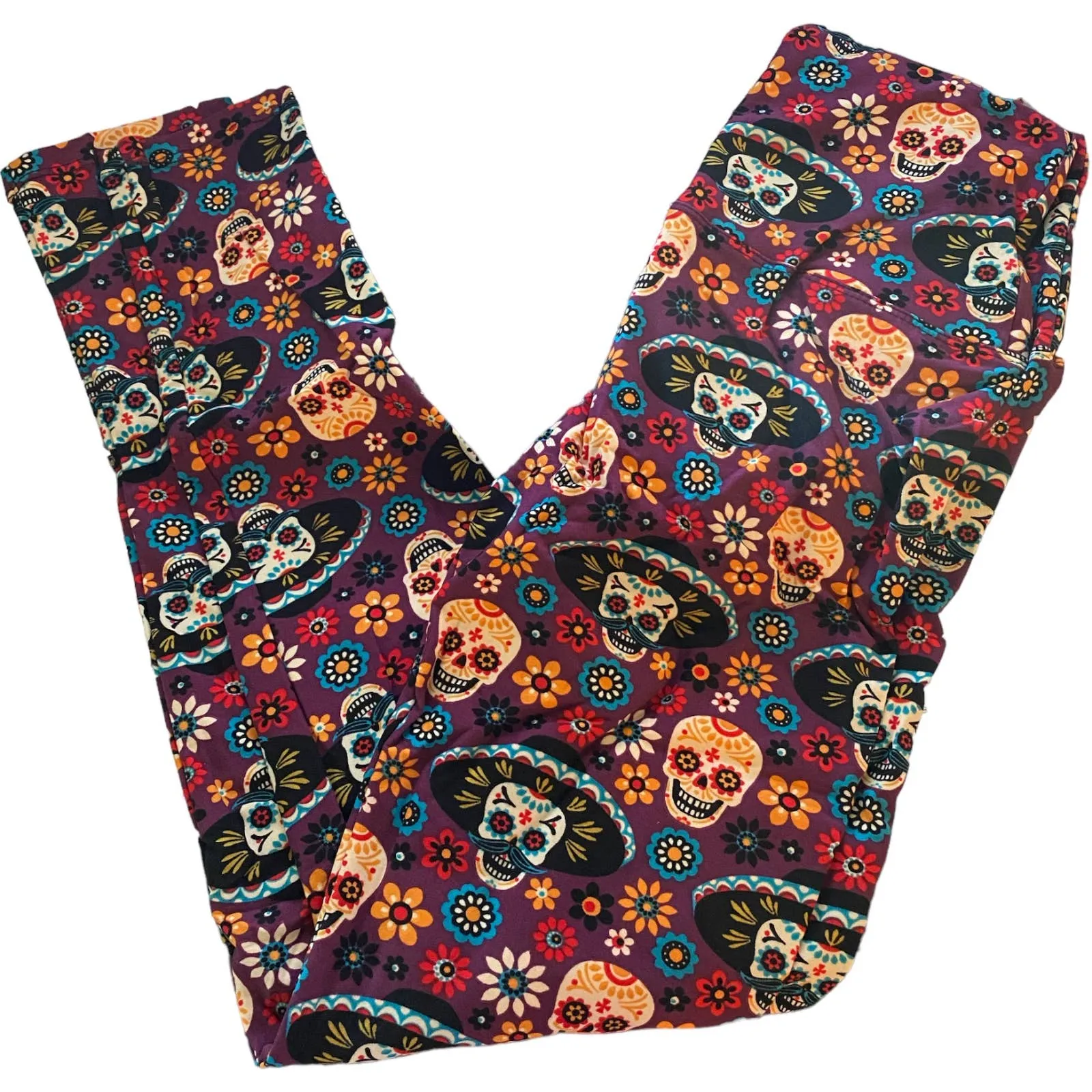 Day Of The Dead Sugar Skulls Leggings One Size NEW