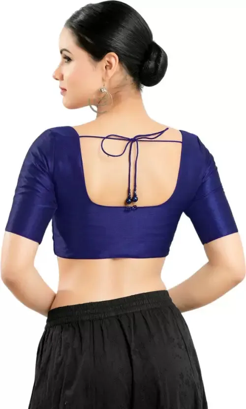 Dazzling Blue Color Stitching Art Silk Designer Blouse For Women