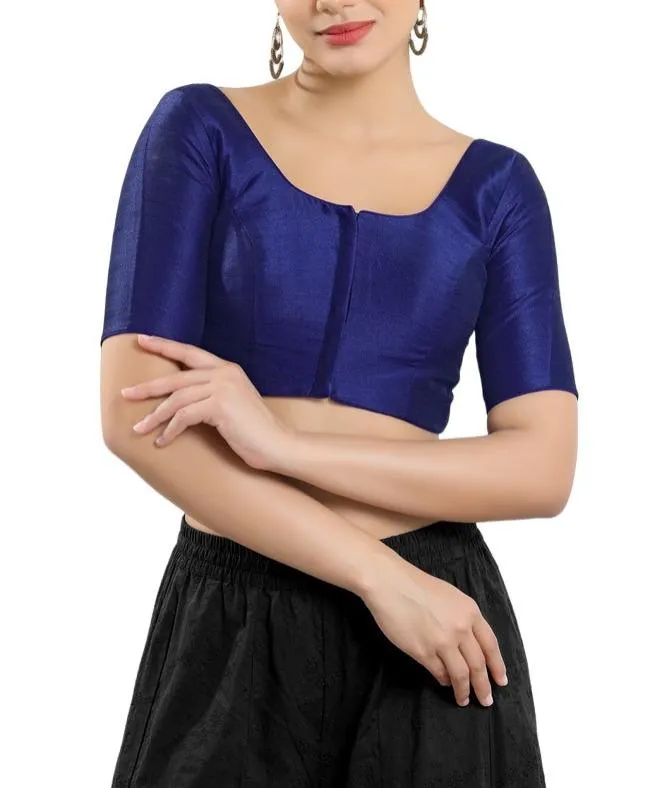 Dazzling Blue Color Stitching Art Silk Designer Blouse For Women