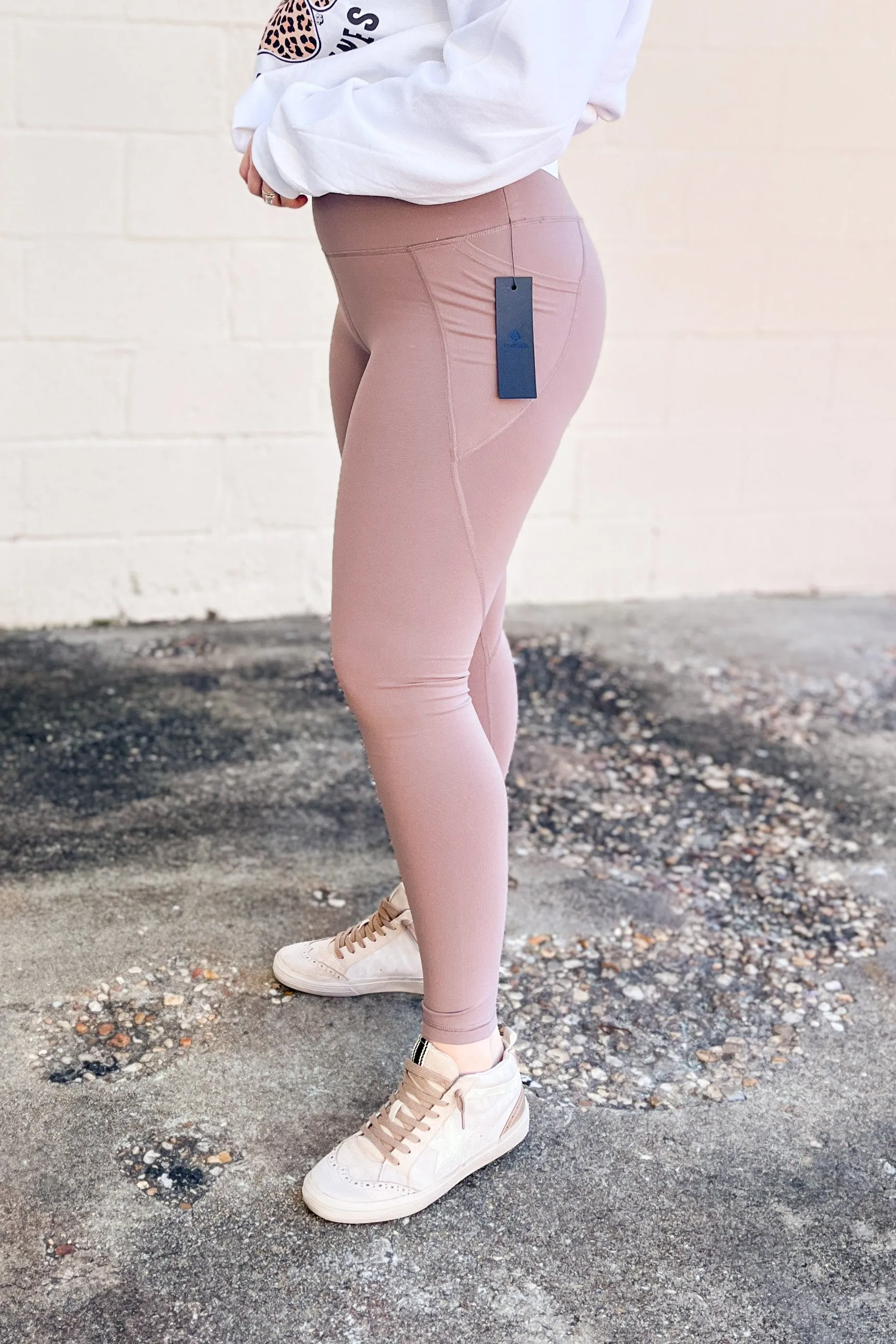 Delta Tummy Control Leggings with Pockets, Mocha