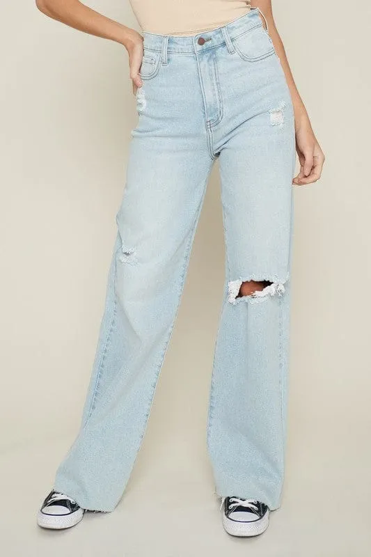 Distressed Wide Leg Jeans