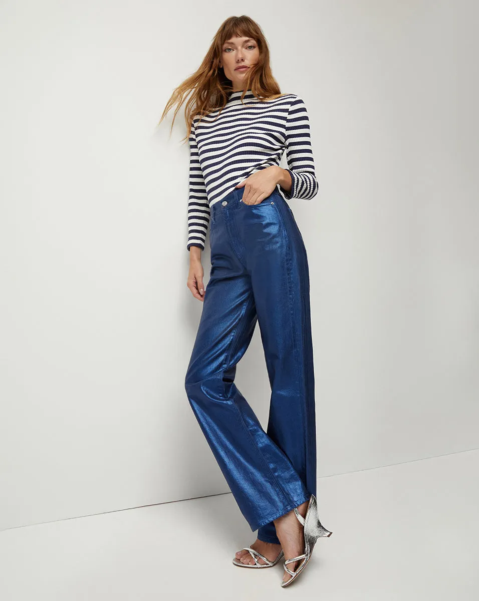 Dylan Metallic Straight-Leg Jean