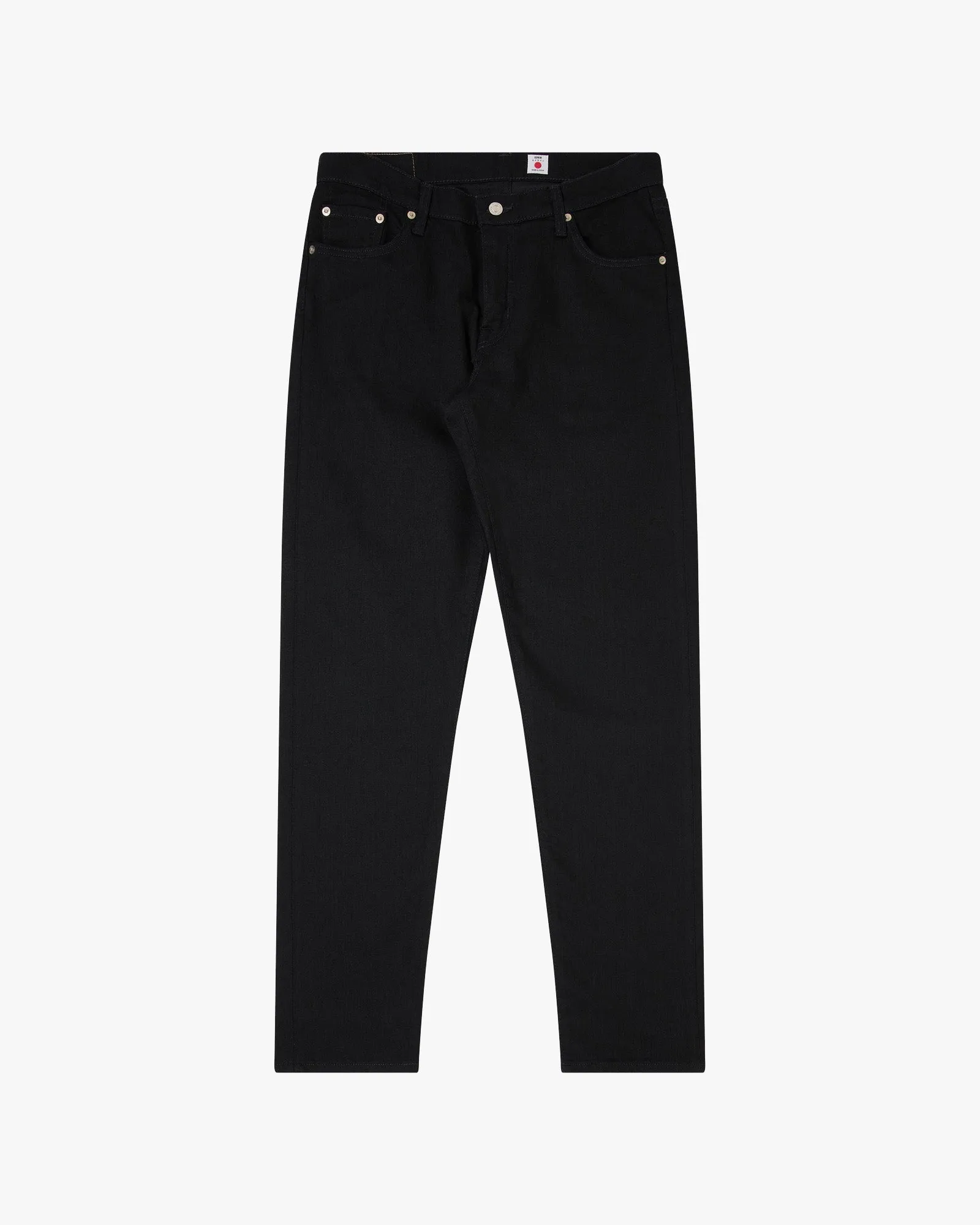 Edwin Made In Japan Regular Tapered Mens Jeans - 12.5oz Kaihara Black x Black Stretch Denim / Black Rinsed