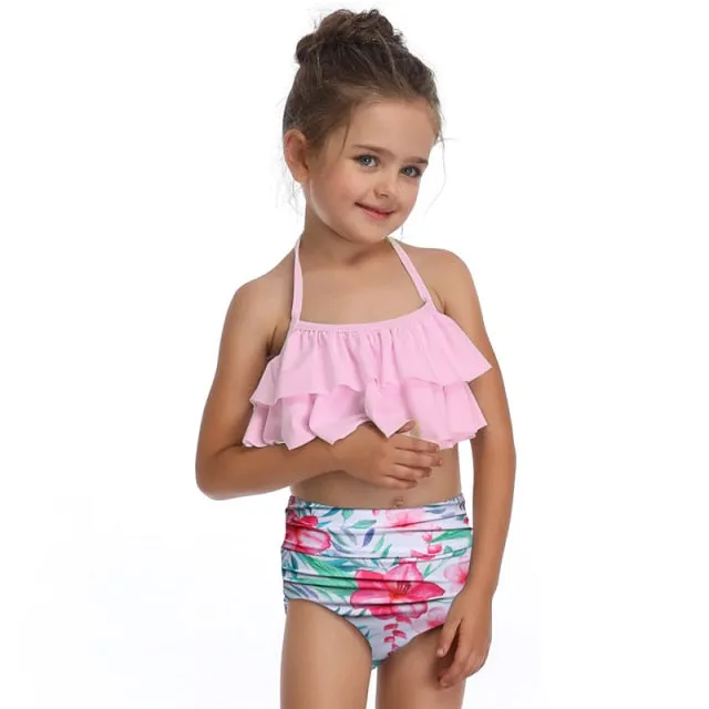 Girls Floral two piece swimsuit