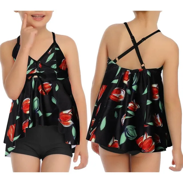 Girls Floral two piece swimsuit