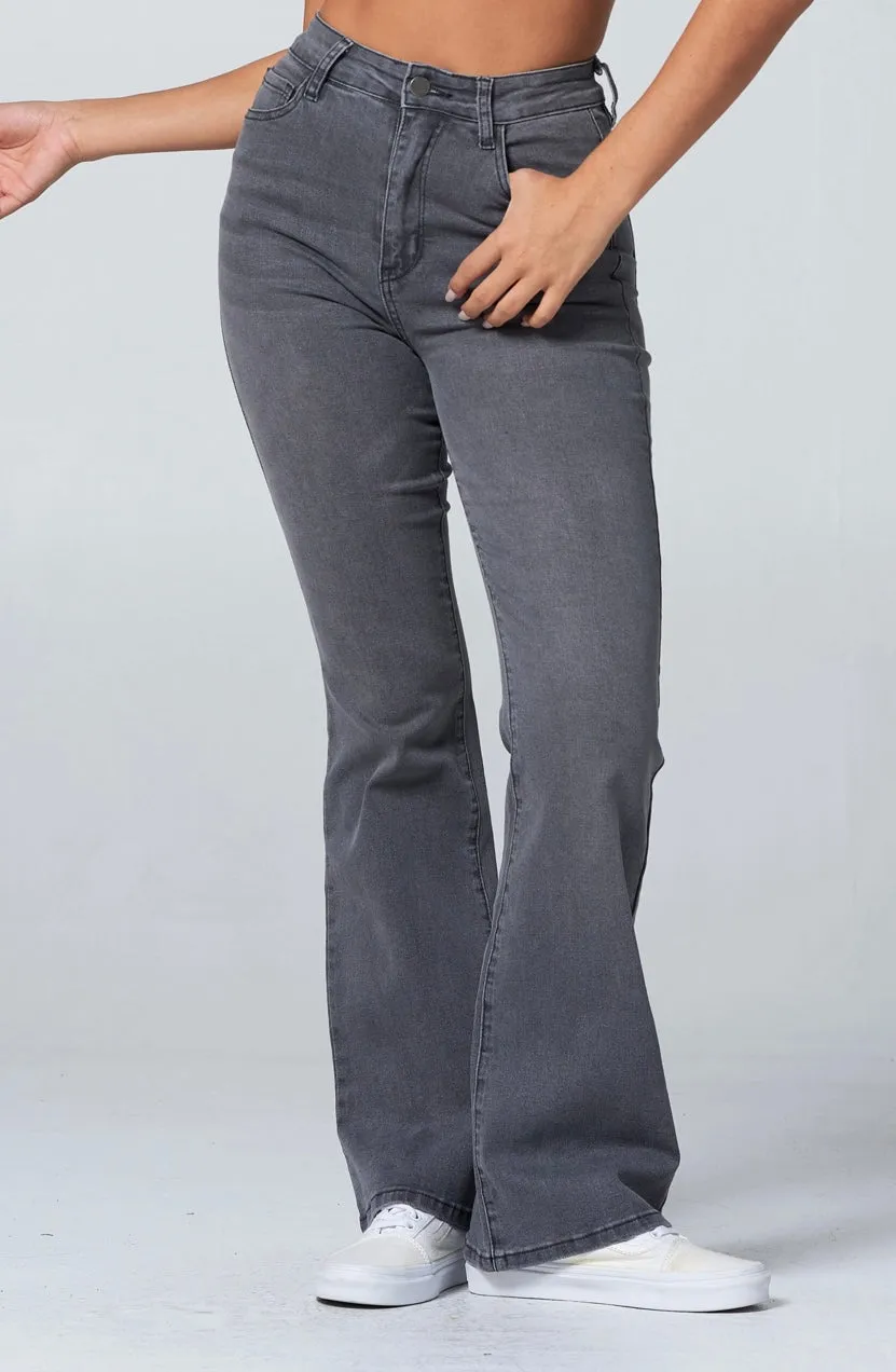 Gray flare jeans