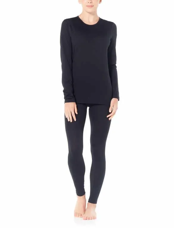 icebreaker Merino Base Layer Women's Merino 200 Oasis Leggings Tights - Black Jet Heather Navy