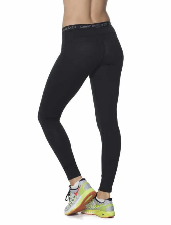 icebreaker Merino Base Layer Women's Merino 200 Oasis Leggings Tights - Black Jet Heather Navy