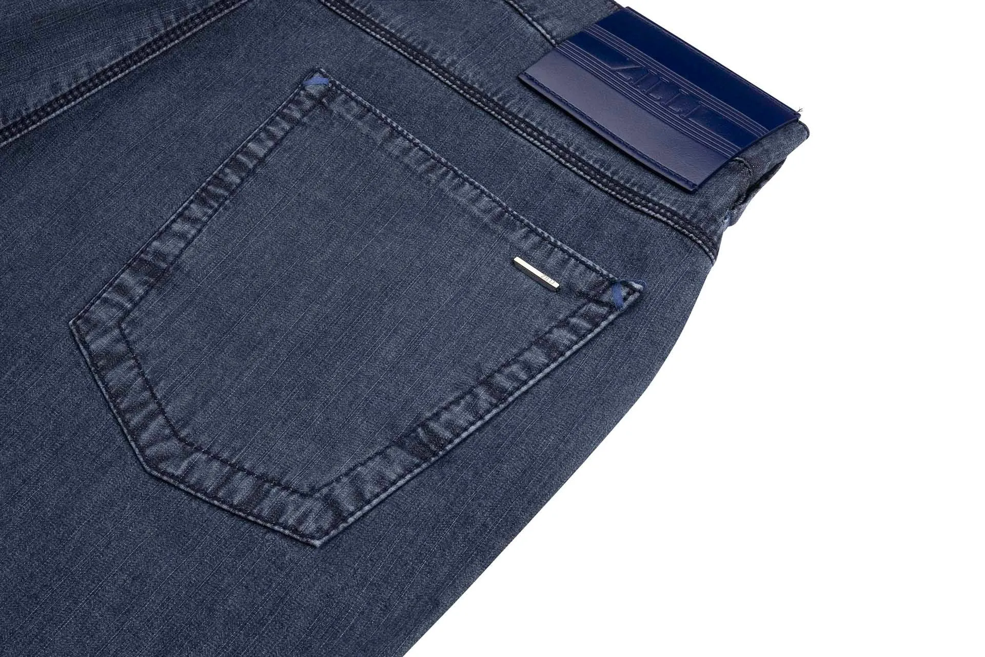 Jeans with Elastic Waistband, Ecru Stitching