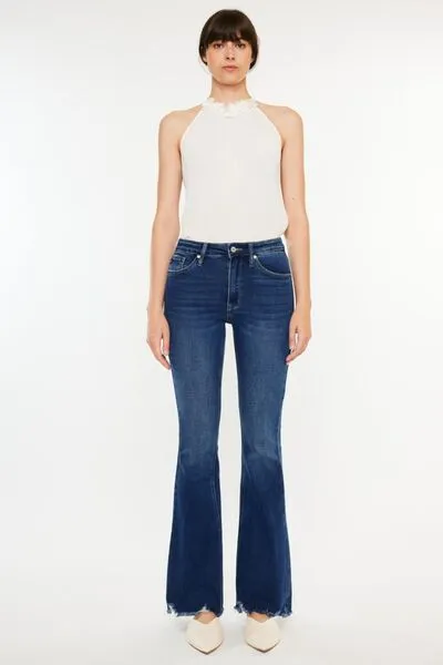 Kancan Cat's Whiskers Raw Hem Flare Jeans