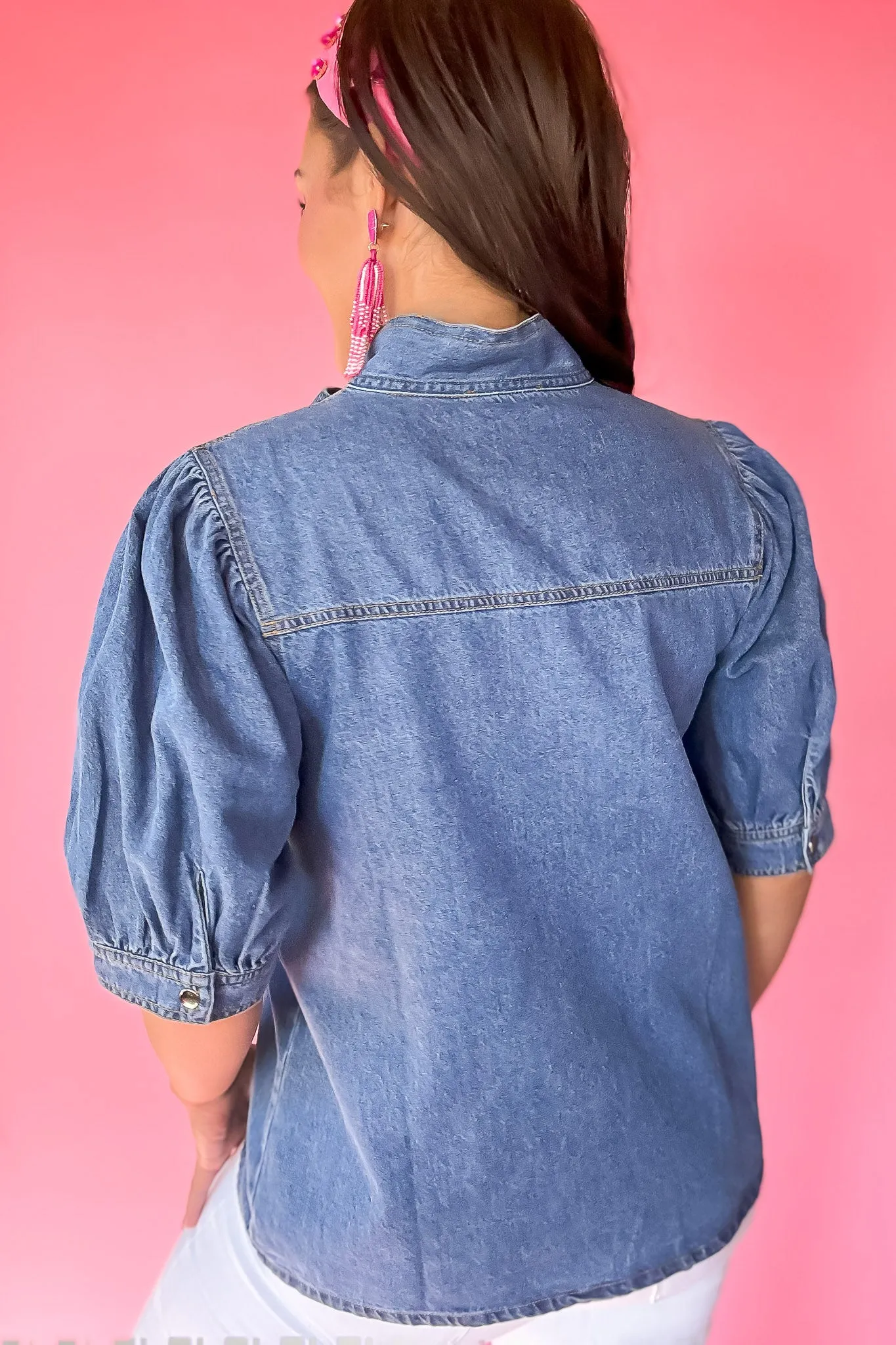 Knowing Ways Denim Tie Top